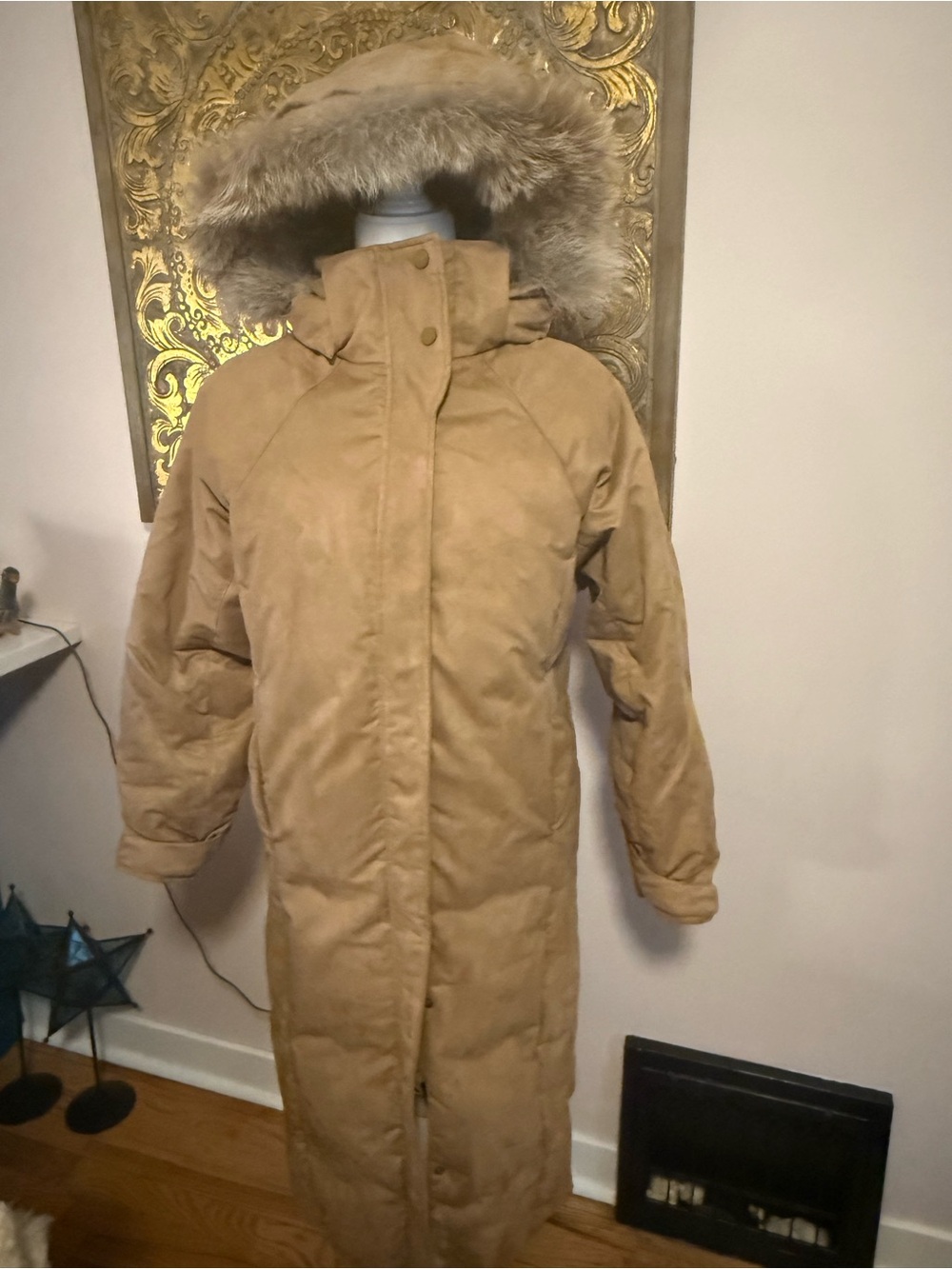 Cabela’s Goose Down Long Parka Tan Puffer Coat Women’s Small